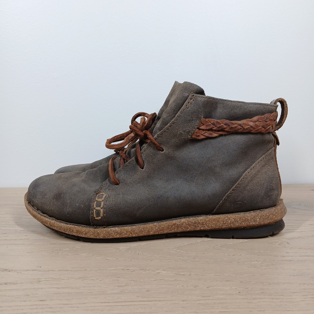 Born Boots Women 9.5 Brown Leather Lace Up Ankle Boots Boho Rustic Casual